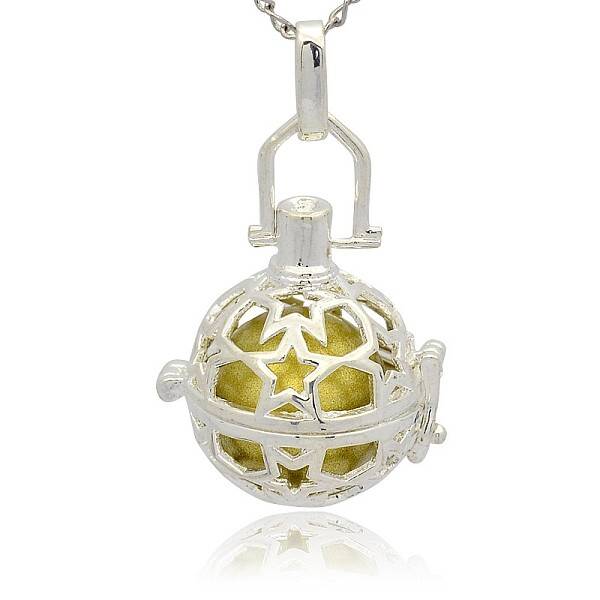 Silver Color Plated Brass Hollow Round Cage Pendants