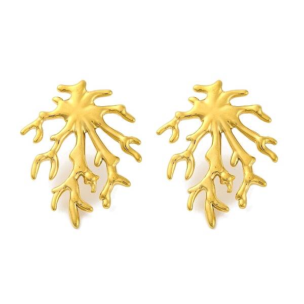 Ion Plating(IP) 304 Stainless Steel Tree Branch Stud Earrings