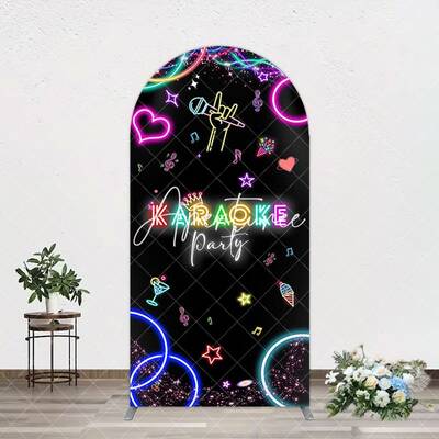 Aperturee Colorful Neon Karaoke Birthday Party Arch Backdrop, 1.6X4FT(0.5X1.2M), 38.18 USD, arch backdrop kit, GZHF154A-A