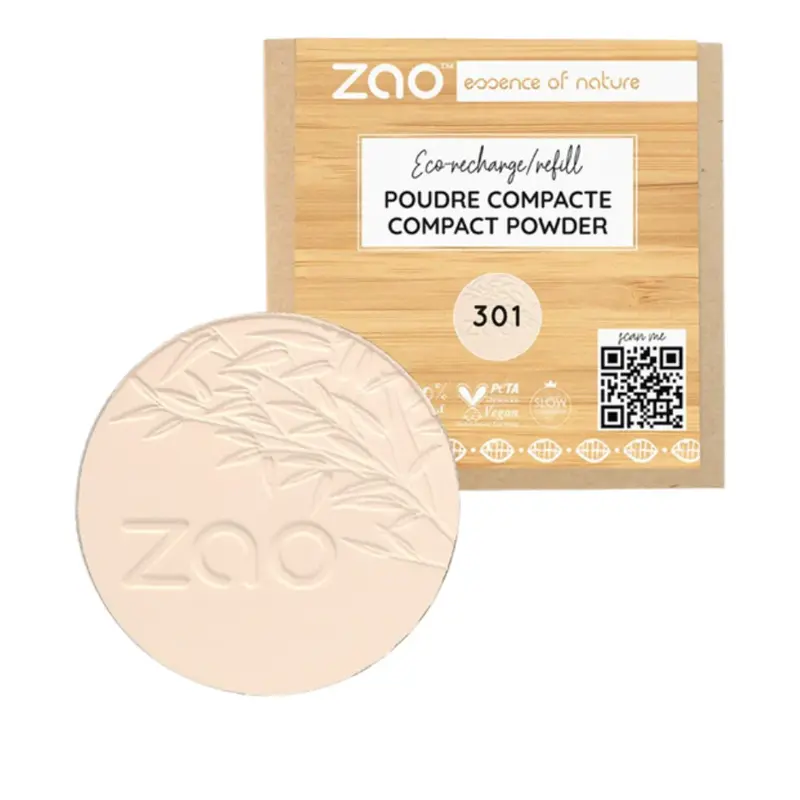 Zao Make Up Compact Powder Refill, 301 Ivory (9 G)