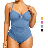 Shapellx Women's Smart Sculpt Shaping Swimsuit U-Ring Cut Out Slimming Swimwear One Piece Tummy Tucking Bathing Suit