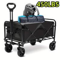 1pc 300LBS/330LBS/450LBS Folding Wagon Cart, Heavy Duty Utility Portable Foldable Outdoor Beach Garden Cart With 360°All Ter...