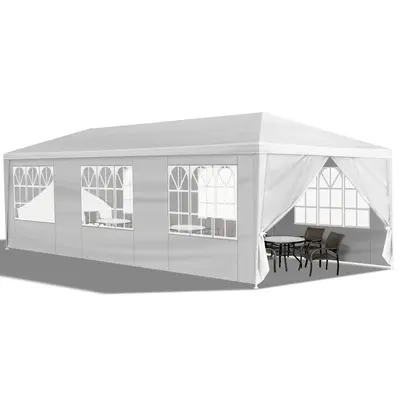Always 4 Party 10'x30' Outdoor Party Tent with 8 Removable Sidewalls Mildly Waterproof Canopy Patio Wedding Gazebo White Outd...