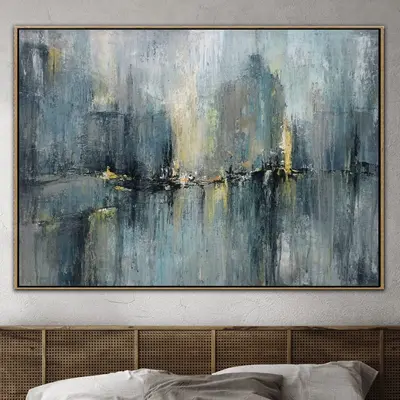 Extra Large Wall Art Blue Paintings On Canvas Abstract Painting Modern Painting Acrylic Framed Wall Art Wall Decorations | RA...