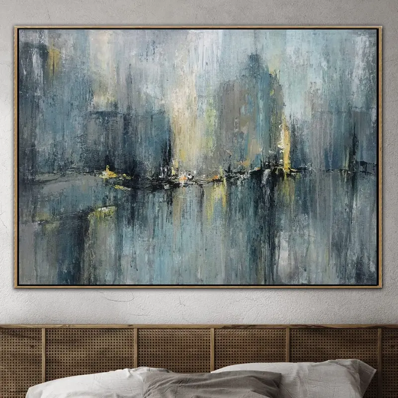 Extra Large Wall Art Blue Paintings On Canvas Abstract Painting Modern Painting Acrylic Framed Wall Art Wall Decorations | RA...
