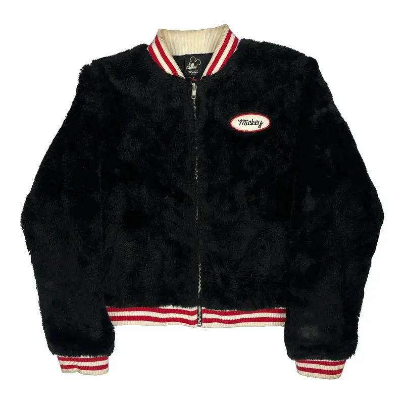 Mickey Mouse Forever 21 Cropped Jacket - Small Black Polyester