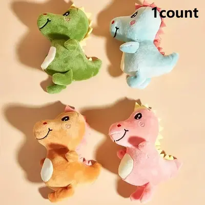 Random Color Mini Cartoon Dinosaur Shaped Pet Plush Toy for Christmas Gift, Entertainment Toy for Small Medium Dogs