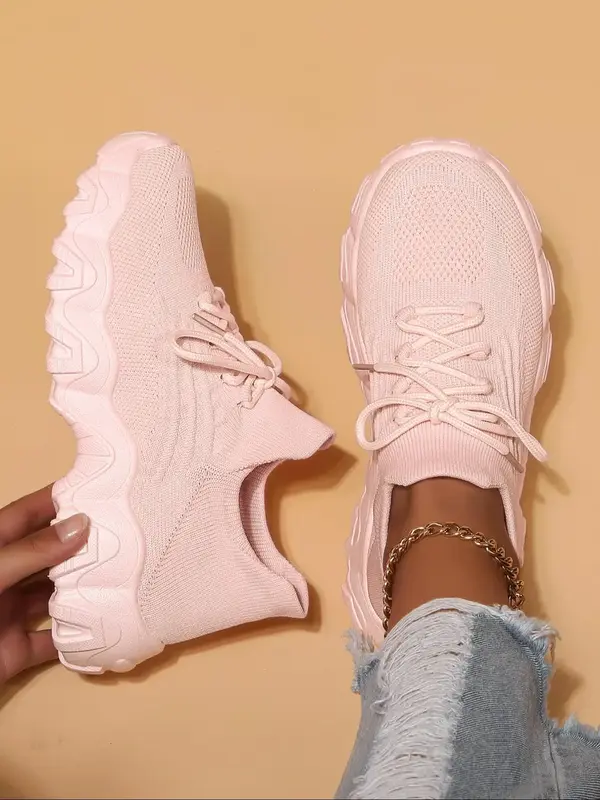Women's Fashionable Lace Up Low Top Sneakers, Casual Comfortable Breathable Sports Running Shoes, All-match Basic Shoes for D...
