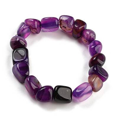 Dyed & Heated Natural Agate Nugget Beaded Stretch Bracelets