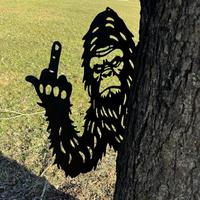 Flipping Off Bigfoot, Peaking Bigfoot, Metal Peaking Flip off Bigfoot, Peek A Boo Bigfoot,Garden Decoration