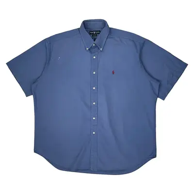 Blaire Ralph Lauren Fitted Short Sleeve Shirt - XL Blue Cotton