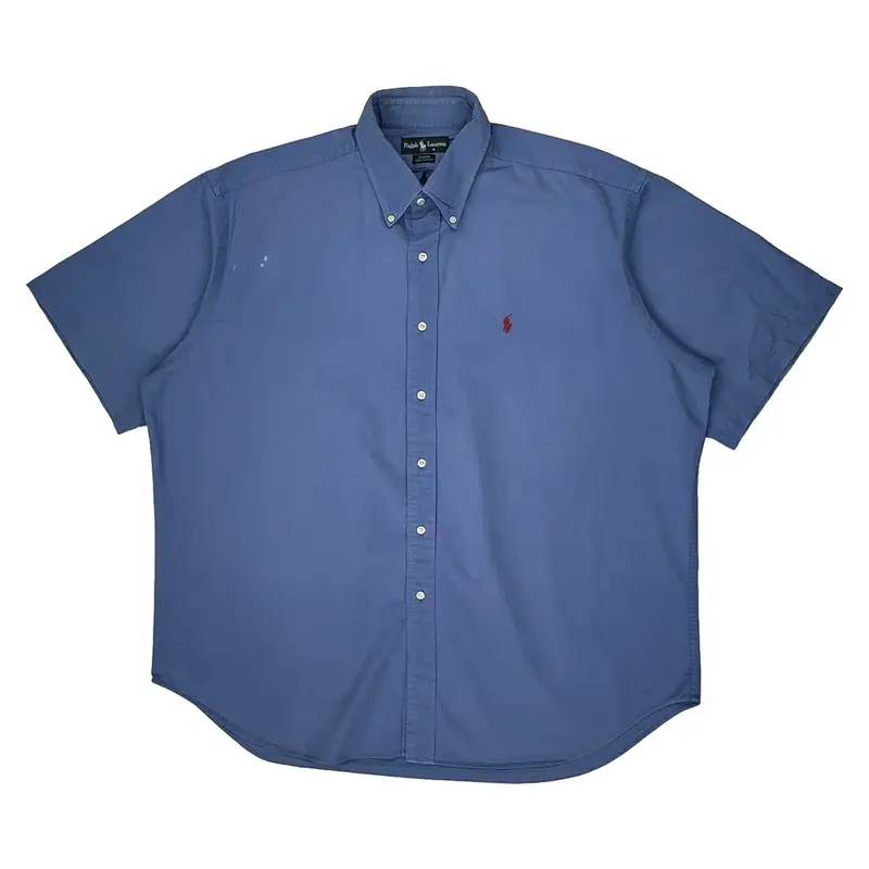 Blaire Ralph Lauren Fitted Short Sleeve Shirt - XL Blue Cotton