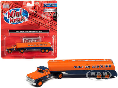 1960 Ford Tanker Truck Orange and Blue \