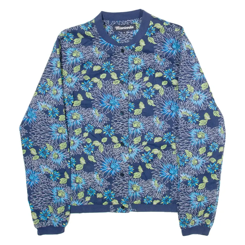 MISERICORDIA Womens Jacket Blue Hooded Floral M