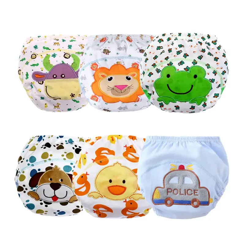6-Pack Boys Potty Training Underwear Cotton Reusable Pee Training Pants for Baby Boys Cute Embroidery Patterns Toddler Kids W...