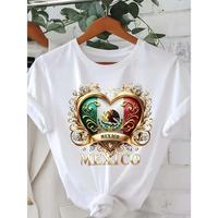 Women's Mexico Graphic Printed Casual T-Shirt Short Sleeve Round Neck Top