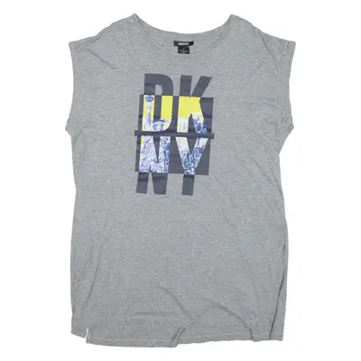 DKNY Womens T-Shirt Grey Sleeveless USA XL
