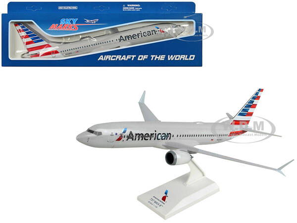 Boeing 737 MAX 8 Commercial Aircraft with Wi-Fi Dome American Airlines (N240SY) Gray with Red and Blue Tail (Snap-Fit) 1/130 ...