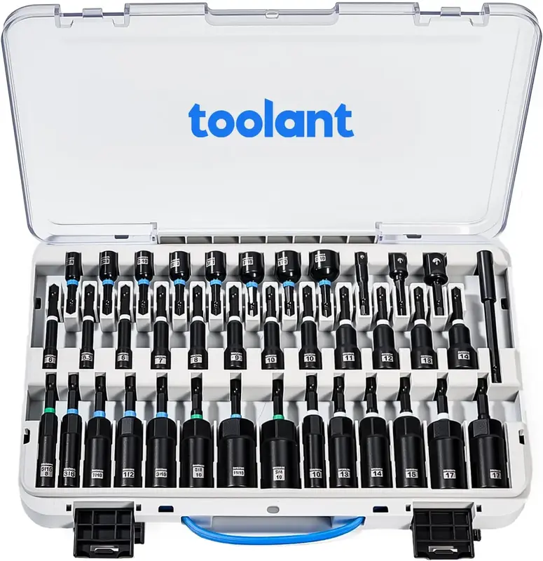 TOOLANT Impact Magnetic Nut Driver Set 38pcs 1/4'' Quick Change Bit Extension Deep Nut Driver Set with Wing Nut Driver & Impa...