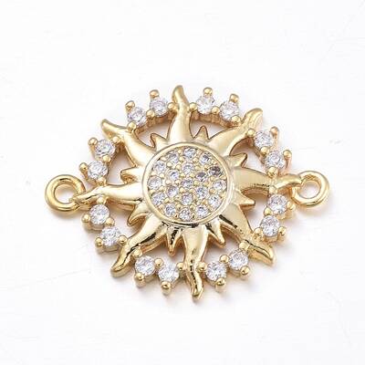 Brass Micro Pave Clear Cubic Zirconia Links connectors