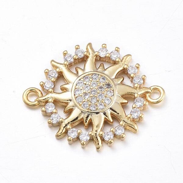 Brass Micro Pave Clear Cubic Zirconia Links connectors
