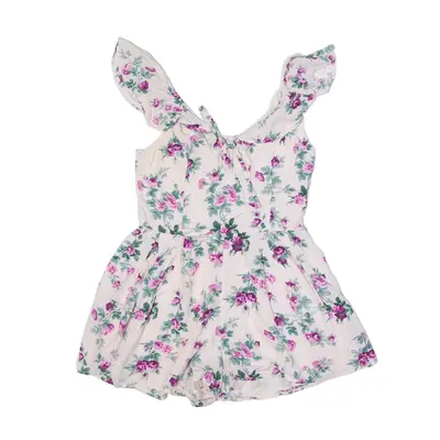 ABERCROMBIE & FITCH V-Neck Pleated Shorts Playsuit Pink Floral Womens UK 10