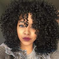 Curly Wigs for Black Women - Afro Curly Wig with Bangs Natural Black Hair Synthetic Heat Resistant Full Wigs with 1 Wig Comb ...