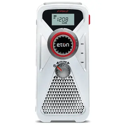 American Red Cross - Eton FRX2 Compact AM/FM/NOAA Weather Radio with Solar Power, Hand Crank, USB Smartphone Charger / Power ...
