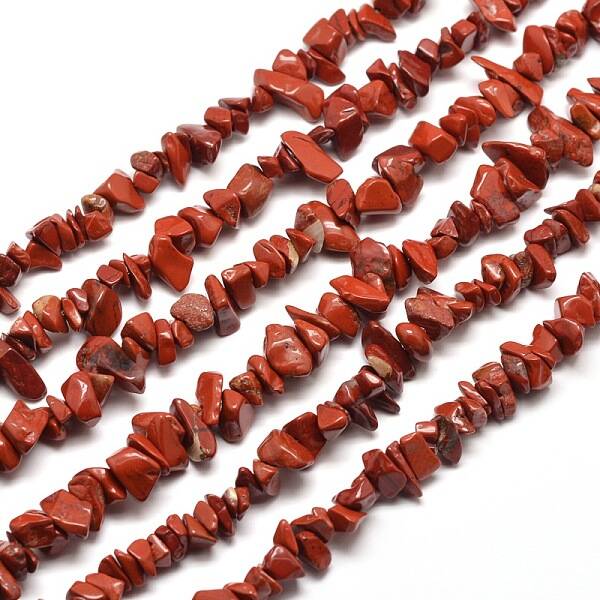 Natural Red Jasper Chip Bead Strands