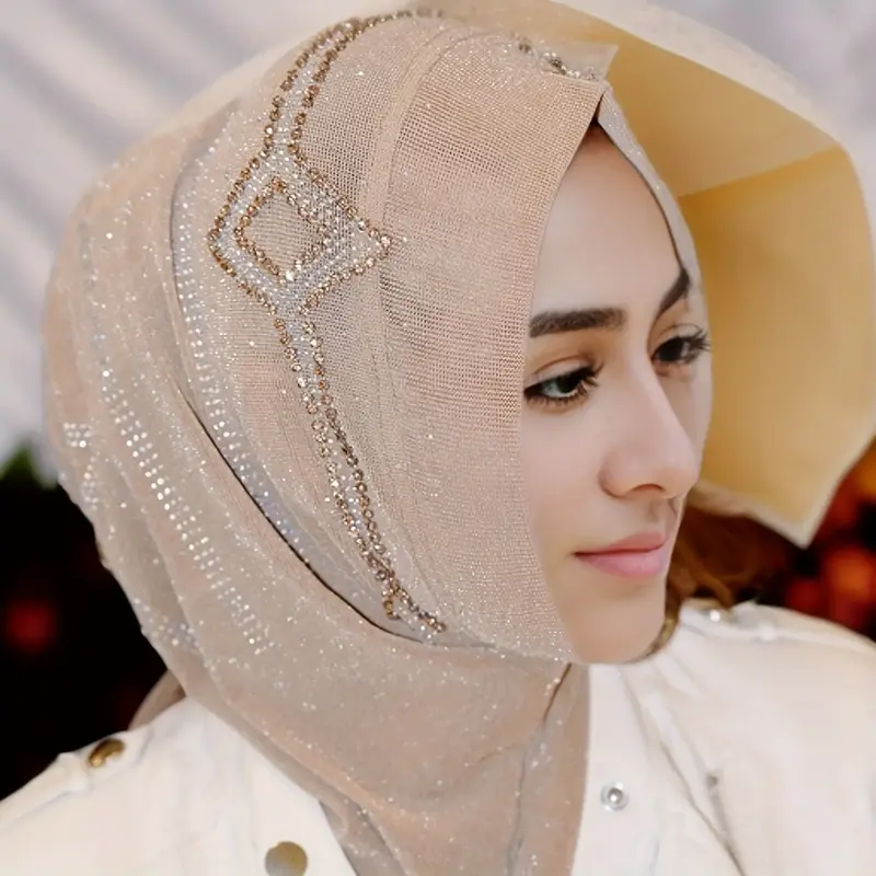 Luxury Muslim Hijab for Women - Breathable & Stretchable Headscarf, Handcrafted with Beaded Accents, Perfect for Ramadan & Is...
