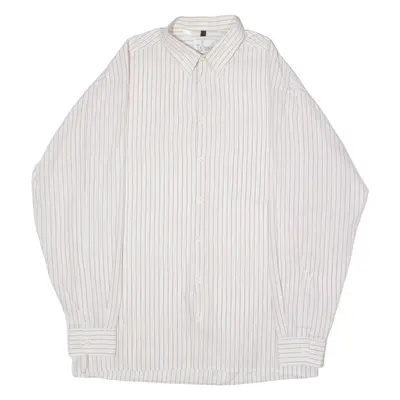 TALL WEAR Mens Shirt White 90s Pinstripe Long Sleeve L