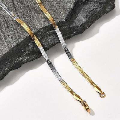 Stainless Steel Flat Snake Chain Necklaces for Men Women