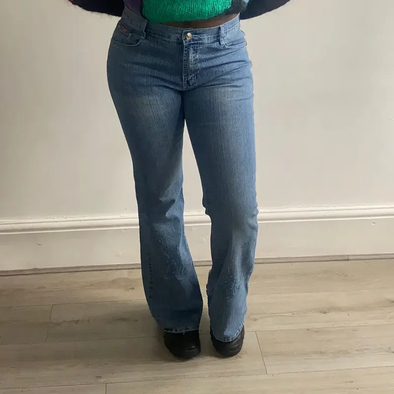 Katia Embroidered Jeans - 32W UK 12 Blue Cotton