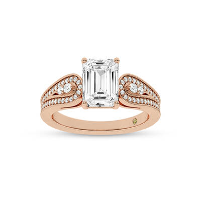Cosma Mystical Emerald Cut Lab Grown Diamond Engagement Ring | 18K Rose Gold 3 5/8 CT. TW.