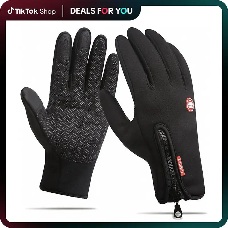 Winter Warm Gloves 1 Pair Men's and Women's Outdoor Cycling Gloves Warm Plush Lining for Sports Waterproof Windproof and Non-...