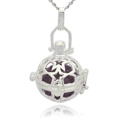 Silver Color Plated Brass Hollow Round Cage Pendants