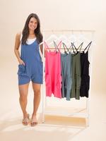 Zenana 100% Cotton Spaghetti Strap Romper | S-L *Final Sale*