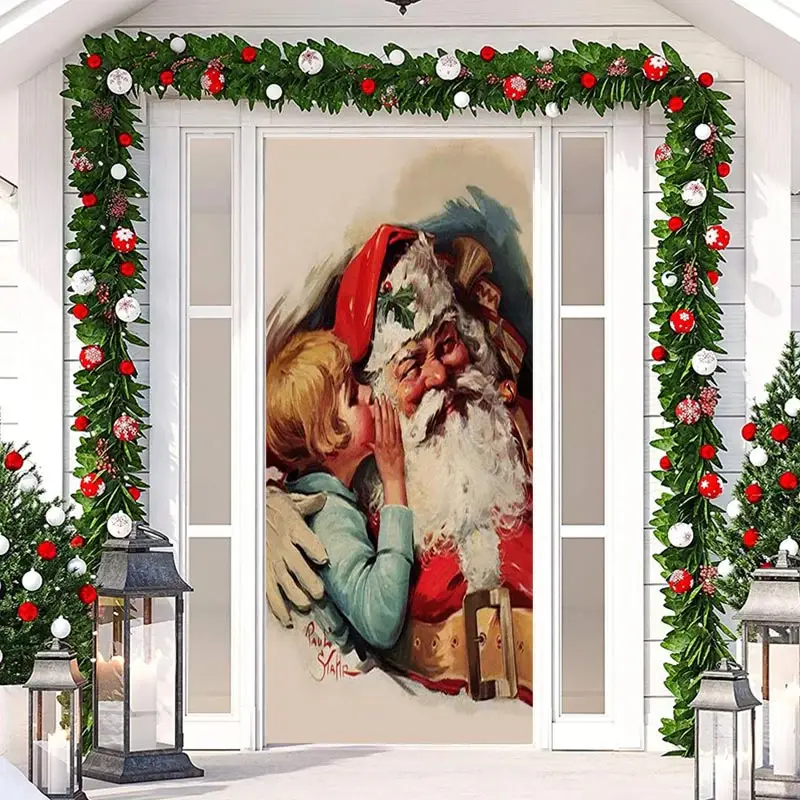 Boy Santa Claus Christmas Door Cover Decoration - Aperturee