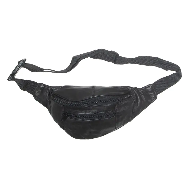Mens Bum Bag Black Leather Faux Leather