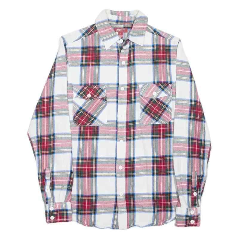 ARIZONA Shirt White Plaid Long Sleeve Mens S