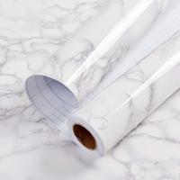 [New Deal]   Glossy Marble Wall Paper Granite White/Grey Kitchen Countertop Cabinet Furniture Refurbishment Thick Removable W...