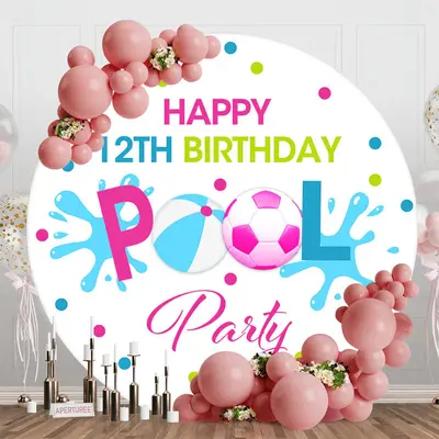 Round Ball Pool Party Backdrop For 12th Birthday - Aperturee