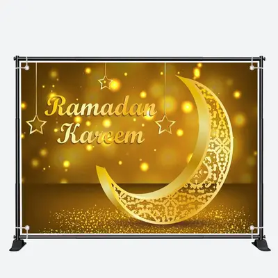 Delicate Gold Hollow Moon Bokeh Ramadan Backdrop - Aperturee