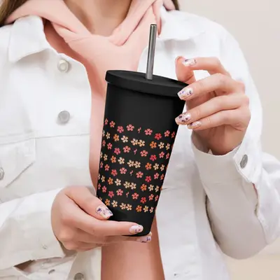 Floral Fusion - Insulated tumbler with a straw