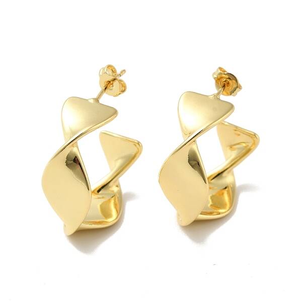 Rack Plating Brass Twist Wrap Stud Earrings