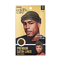 KISS Colors & Care Premium Satin-Lined Halo Turban, Olive