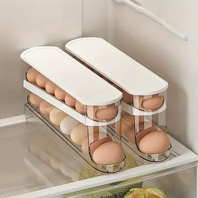 Refrigerator Egg Storage Box, 1 Count Space Saving Rolling Egg Holder, Egg Storage Organizer, Kitchen Accessories, Home Suppl...