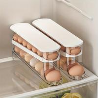Refrigerator Egg Storage Box, 1 Count Space Saving Rolling Egg Holder, Egg Storage Organizer, Kitchen Accessories, Home Suppl...