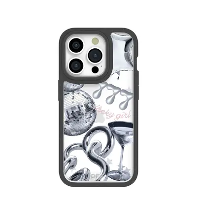 Clear Cosmic Luck iPhone 15 Pro Case With Black Ridge