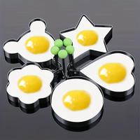 Stainless Steel Bear & Star & Heart Flower & Round Shaped Cute Pancake Mold, 5 Counts/set Creative Egg Pancake Maker, Pancake...